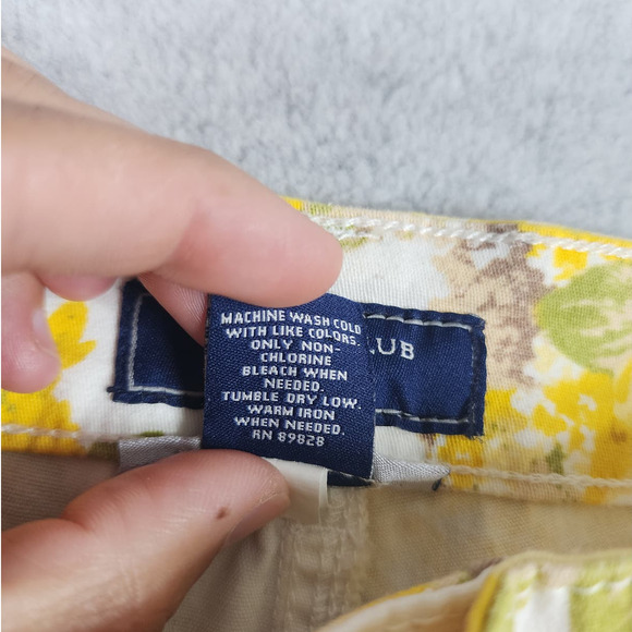 Charter Club Women's Yellow Floral High Rise Cotton Blend Capri Pant Size 8 - Picture 13 of 13